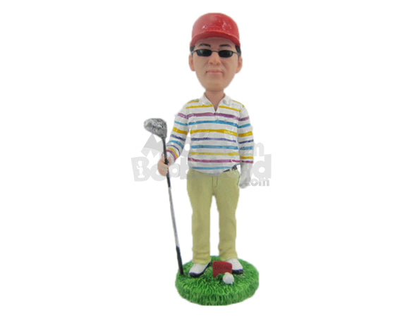 Stylish Golfer Ready to Putt Personalized Bobblehead