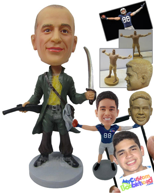 Action Guy with Knife and Gun Personalized Bobblehead