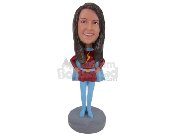 Custom Bobblehead Gorgeous Lady Wearing Flash Girl Costume - Super Heroes & Movies Super Heroes Personalized Bobblehead & Cake Topper