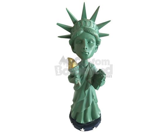 Custom Bobblehead Girl Statue Of Liberty - Super Heroes & Movies Super Heroes Personalized Bobblehead & Cake Topper