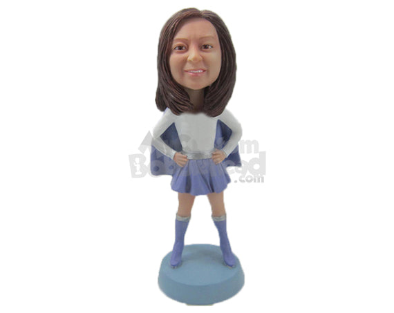 Gorgeous Female Superhero Ready to Rescue the City Personalized Bobblehead