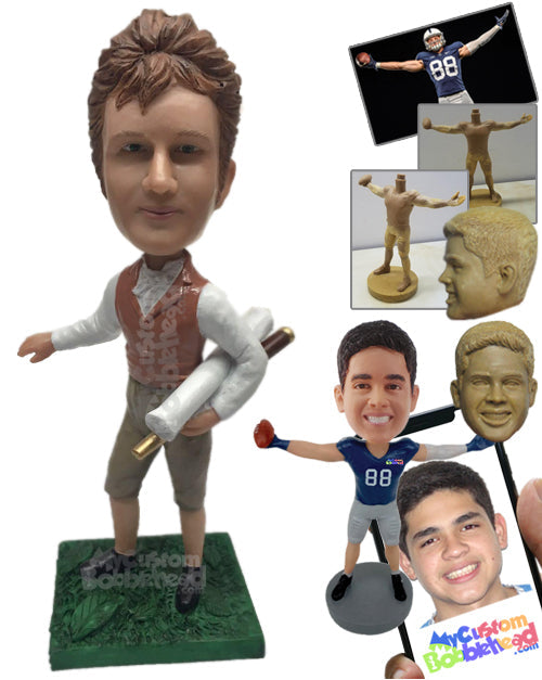 Dude is on a Search Wearing Waistcoat and Shorts Personalized Bobblehead