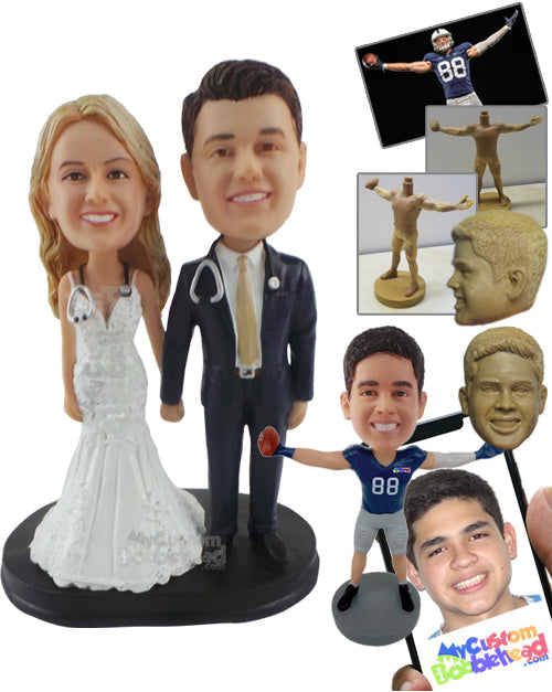 Medical Couple on Their Wedding Day Personalized Bobblehead