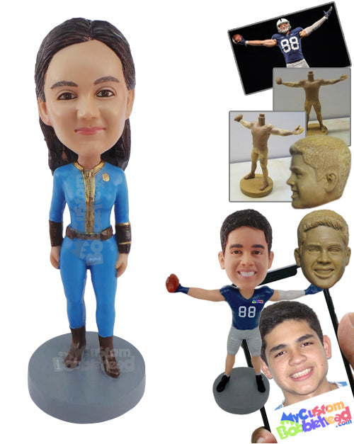 Woman in Sharp Costume with Long Boots Personalized Bobblehead