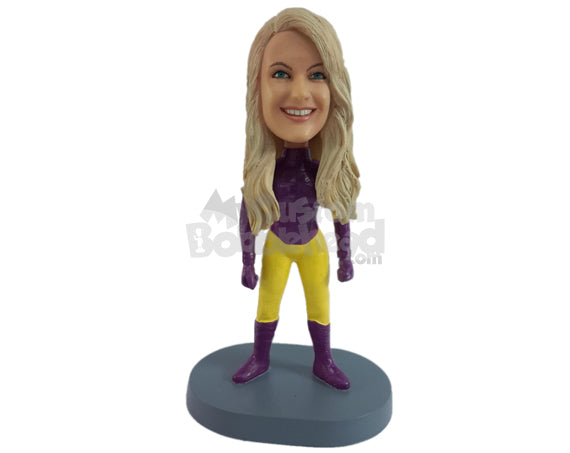 Sexy Female Superhero in a Tight Action Costume Personalized Bobblehead