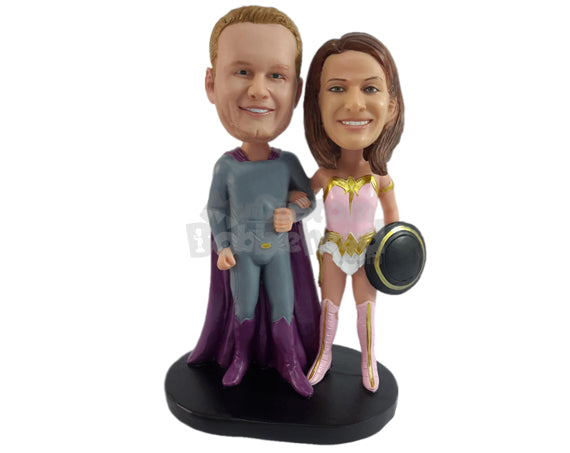 Couple Dressed as the Most Powerful Superheroes Personalized Bobblehead