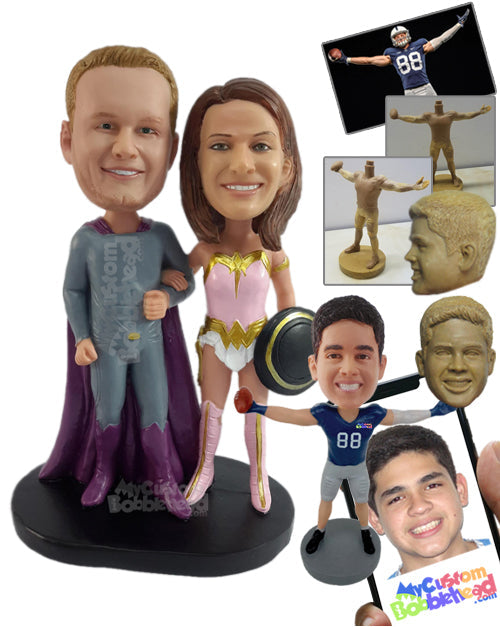 Couple Dressed as the Most Powerful Superheroes Personalized Bobblehead