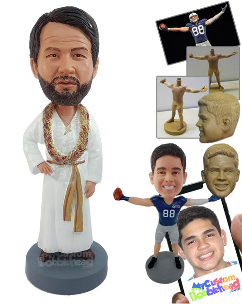 Enlightened Man Wearing Robes Waiting to Serve the Lord Personalized Bobblehead