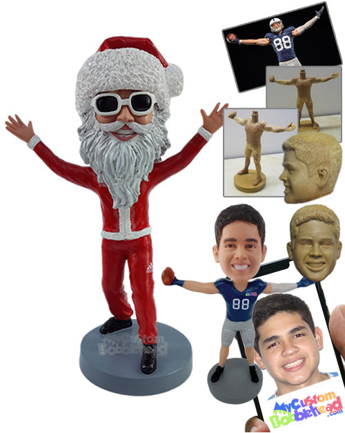 Crazy Thin-Looking Santa Just Chilling with Arms Up Personalized Bobblehead