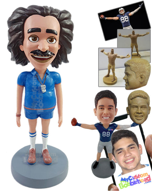 Hilarious looking coach with a big belly and very skinny legs Personalized Bobblehead