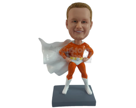 Superhero in Costume and Cape Personalized Bobblehead