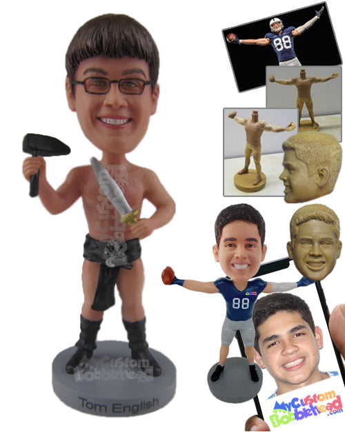 Man in Underwear and Long Boots with a Prop Personalized Bobblehead