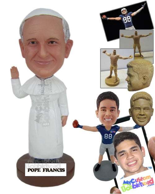 Pope Francis Waving Hello Personalized Bobblehead