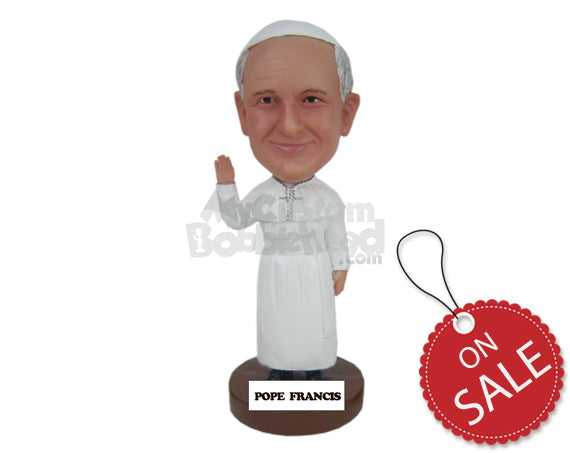 Custom Bobblehead Pope Francis Weaving Hello - Super Heroes & Movies Super Heroes Personalized Bobblehead & Cake Topper