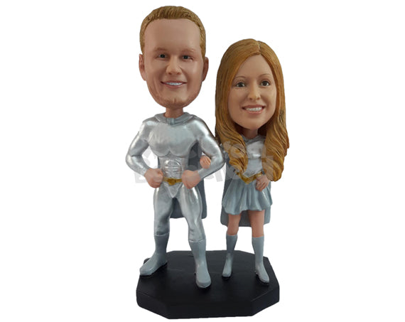 Super Couple in Costume Personalized Bobblehead