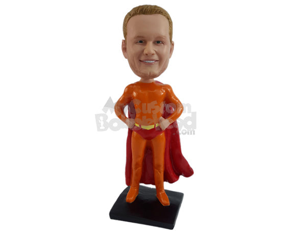 Superhero in Action Costume Ready to Fight Crime Personalized Bobblehead