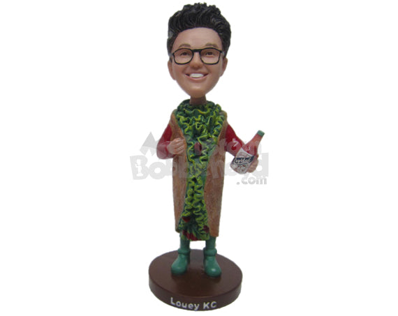 Custom Bobblehead Dude In Villain Costume With A Bottle In Hand - Super Heroes & Movies Movie Characters Personalized Bobblehead & Cake Topper