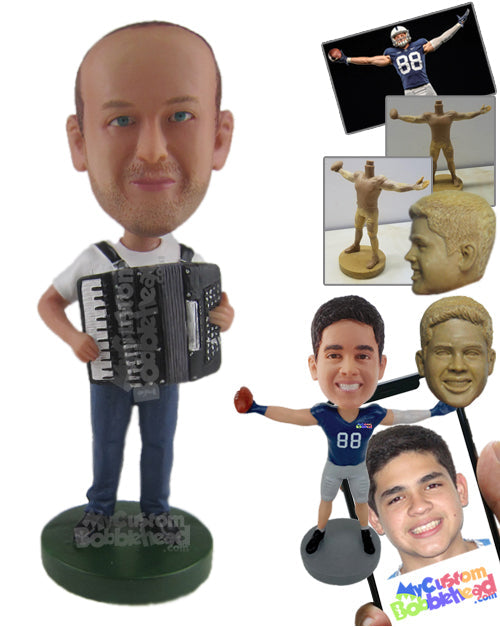 Dude Playing a Piano Wearing T-Shirt and Jeans Personalized Bobblehead