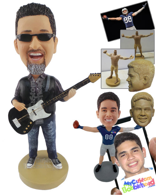 Rockstar Holding a Guitar Personalized Bobblehead