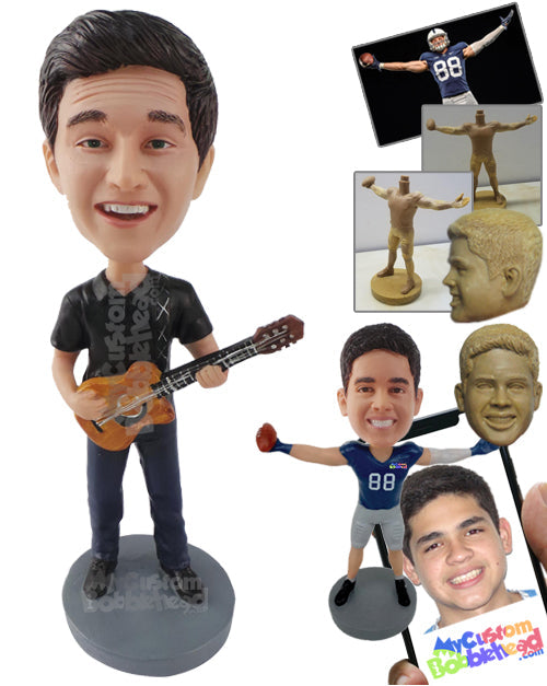 Smart Man Holding a Guitar Personalized Bobblehead