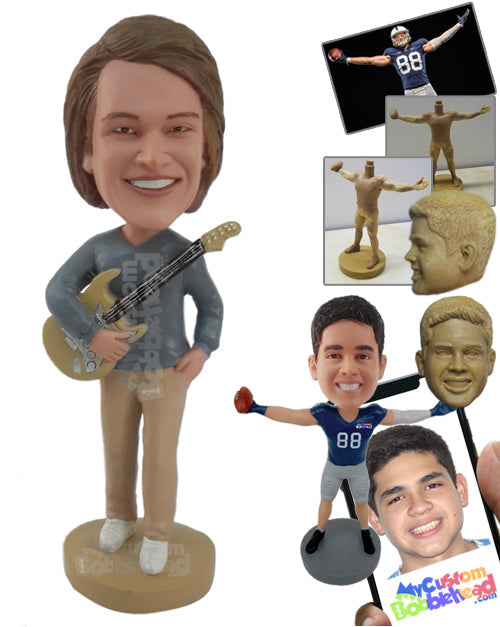 Woman Holding Guitar Personalized Bobblehead