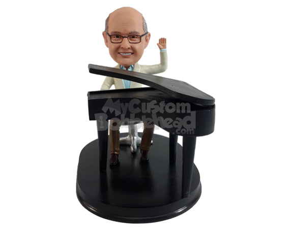 Custom Bobblehead Elegant man ready to give a piano concert wearing a nice jacket - Musicians & Arts Strings Instruments Personalized Bobblehead & Action Figure