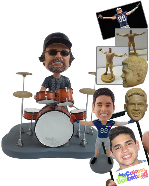 Fancy Drummer in Casual Attire Personalized Bobblehead