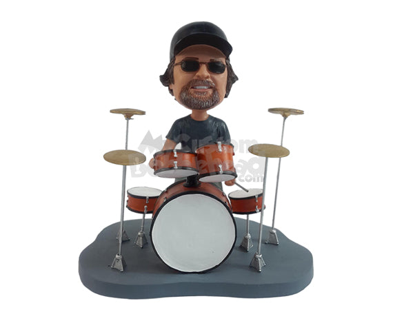 Fancy Drummer in Casual Attire Personalized Bobblehead