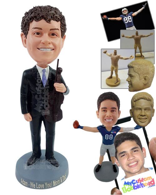 Violin player wearing nice suit Personalized Bobblehead