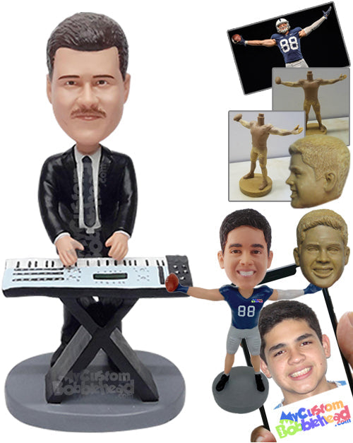 Great Piano Player Guy Wearing Nice Suit Personalized Bobblehead