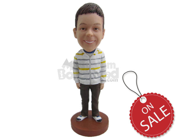 Custom Bobblehead School Boy Wearing Jacket And Jeans - Parents & Kids Babies & Kids Personalized Bobblehead & Cake Topper