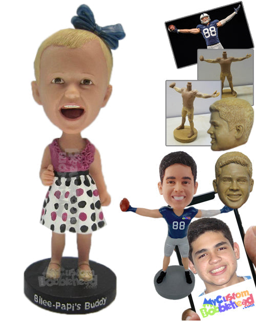 Baby Girl in Her Skirts Giving a Thumbs Up Personalized Bobblehead