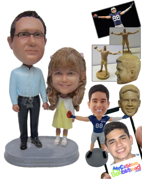 Father And Daughter Posing For A Picture Personalized Bobblehead