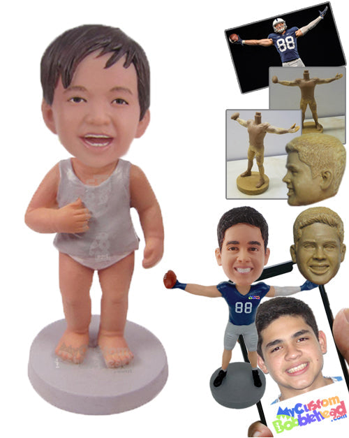 Baby Boy Taking His First Step Personalized Bobblehead