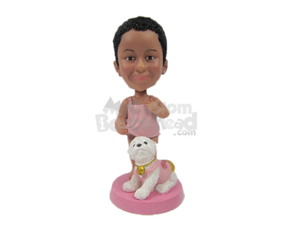 Custom Bobblehead Baby Girl Wearing A Trendy Top With Her Dog - Parents & Kids Babies & Kids Personalized Bobblehead & Cake Topper