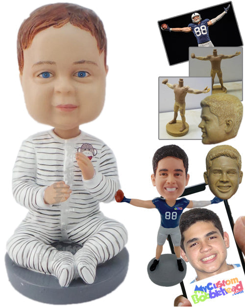 Little Baby Sitting in a Baby Suit Personalized Bobblehead