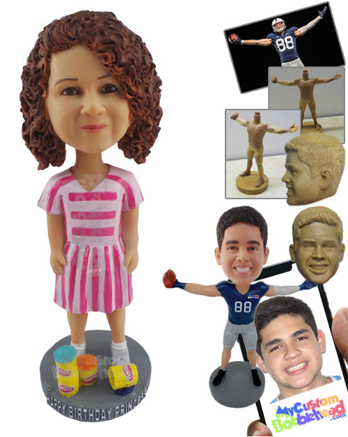 Small Child with Her Toys Personalized Bobblehead