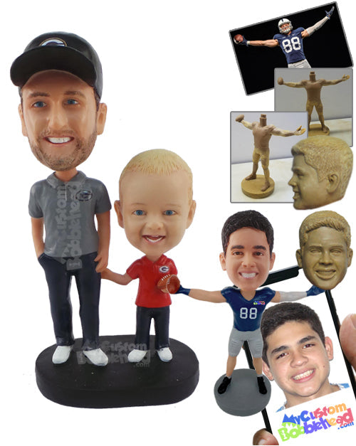 Dad and His Son Holding Hands Personalized Bobblehead