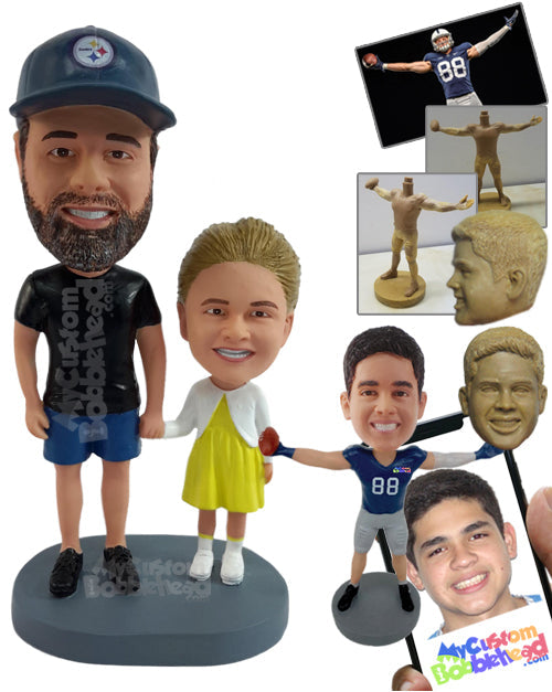 Father and Daughter Wearing Nice Clothes Ready for a Play Day Personalized Bobblehead