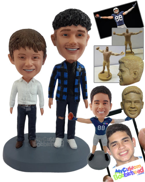 Nice looking brothers wearing fashionable outfit Personalized Bobblehead