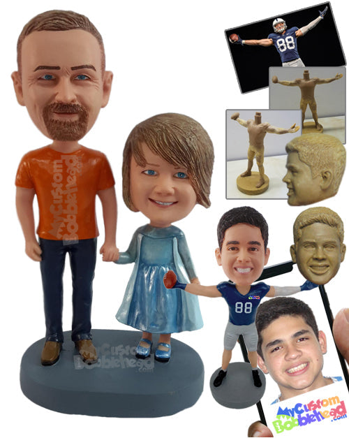 Father and Daughter Having a Princess Day with Gorgeous Outfit Personalized Bobblehead