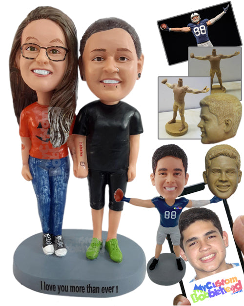 Female Gay Couple Holding Hands and Wearing Nice Stylish Outfits Personalized Bobblehead