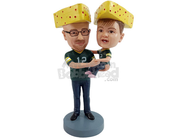 Custom Bobblehead Dad and son football fans charing for their teams - Parents & Kids Dad & Kids Personalized Bobblehead & Action Figure