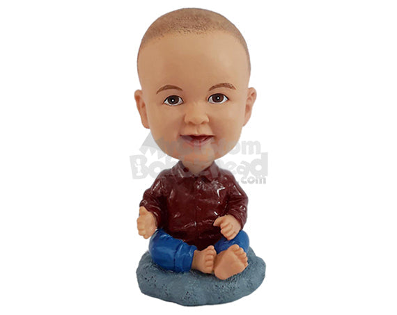 Custom Bobblehead Dashing kid waring a nic button-down shirt and jeans - Parents & Kids Babies & Kids Personalized Bobblehead & Action Figure