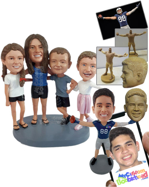 Big Happy Family Wearing Casual Clothes on a Hot Summer Day Personalized Bobblehead