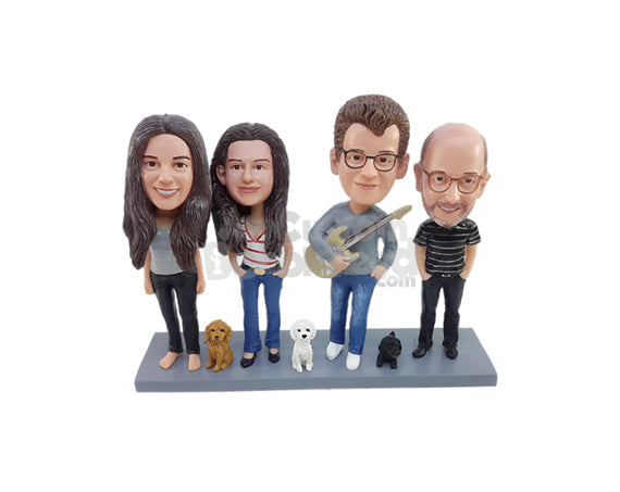 Custom Bobblehead Big happy family enjoying a day together  - Parents & Kids Mom, Dad & Kids Personalized Bobblehead & Action Figure