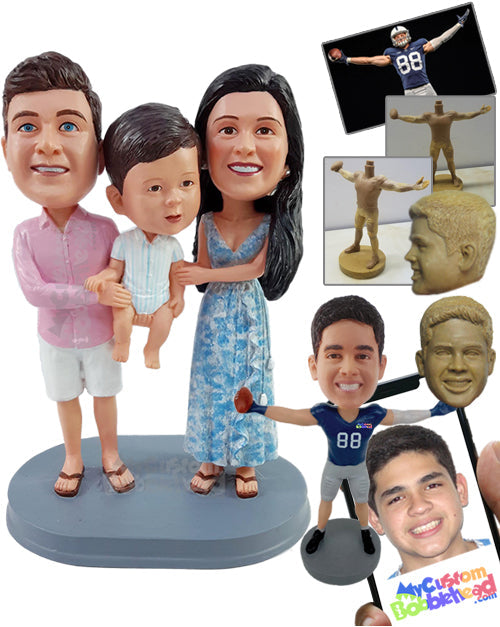 Nice looking family on vacations wearing nice summer clothes Personalized Bobblehead