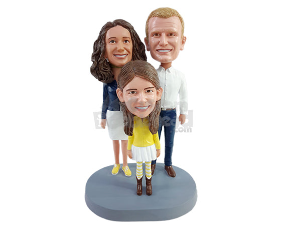 Custom Bobblehead Trendy family wearing gorgeous clothes on a nice day - Parents & Kids Mom, Dad & Kids Personalized Bobblehead & Action Figure