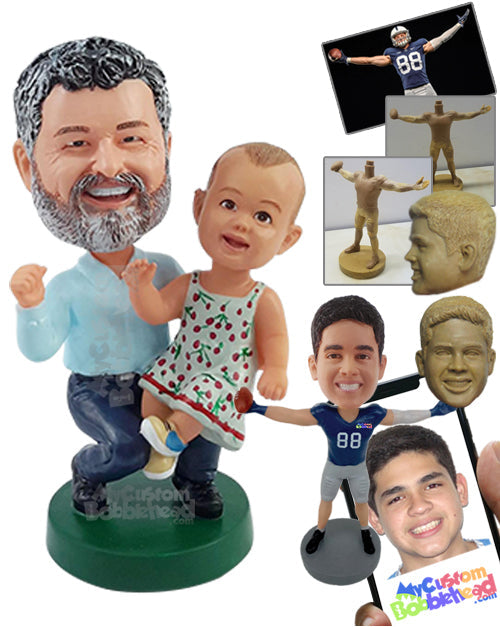 Dad and Baby Spending Time Together Wearing Fashionable Dress and Outfit Personalized Bobblehead