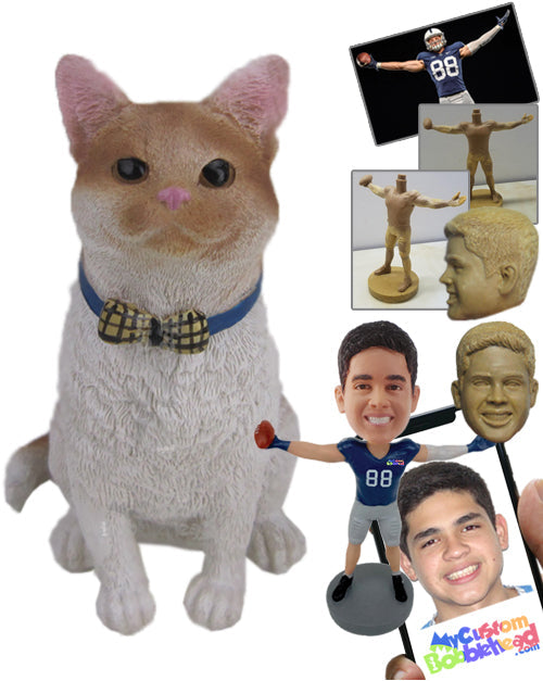 Lovely Cat Sitting Wearing a Bow Tie Personalized Bobblehead